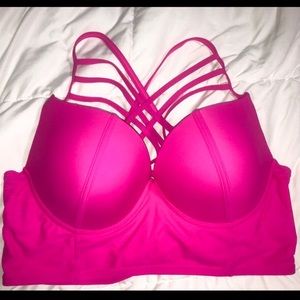 Hot Pink Strappy Swim Top- XXXL